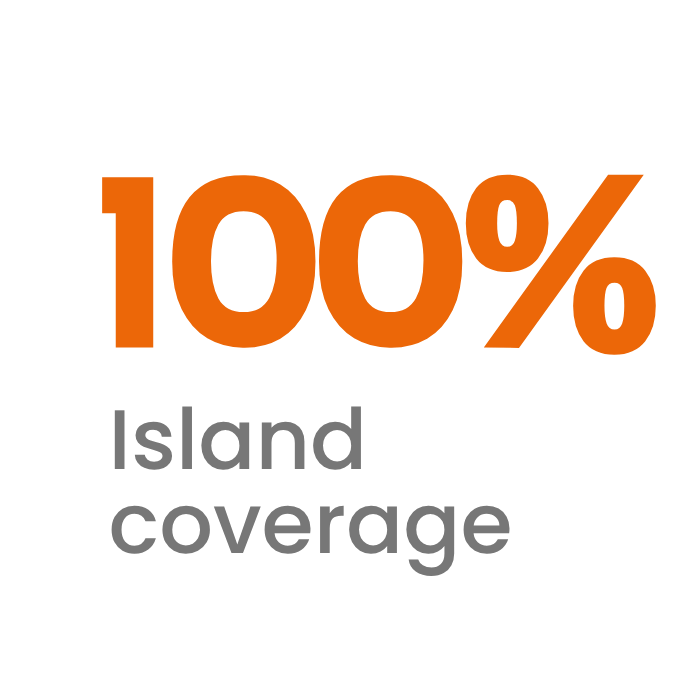 100% island coverage