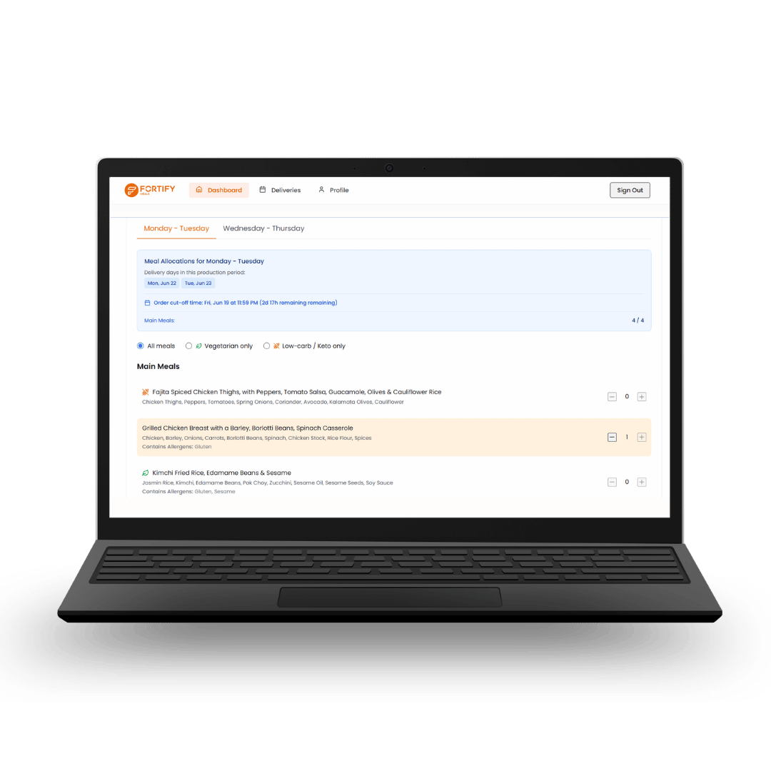 Fortify-customer-dashboard-swap-your-meals